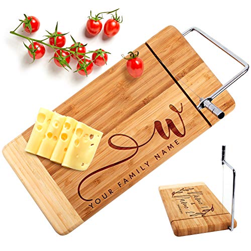 Personalized Cheese Board with Wire Cutter, 12 Designs, Personalized Gifts - Wedding Gifts for the Couple, Engagement Gifts, Housewarming Gift, Custom Gifts, Cheese Slicer - Thumbnail 4