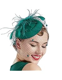Babeyond Tocado de malla para novia, tocado de plumas, tocado para el pelo, té, fiesta, velo, velo de boda de cristal