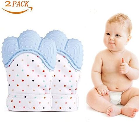 Yumongs Baby Teething Toys Sooting Teething Mittens for Baby Teether Pain Relief Premium Silicone Teething Glove - 2pack Pink Blue Green (Pink) (1 pack, green) (2 pack, blue)