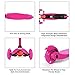 ChromeWheels Scooter for Kids, Deluxe 4 Adjustable Height 3 Wheels Glider with Kick, Lean to Steer with LED Flashing Light, Pink