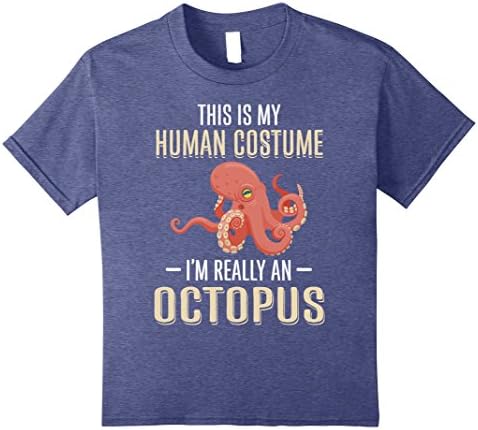 Kids This-Is My Human-Costume,I'm-Really' Octopus',Funny, T-Shirt 8 Heather Blue