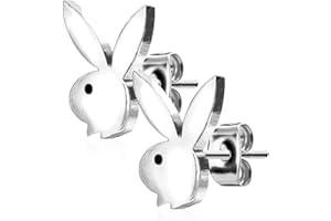 Forbidden Body Jewelry Surgical Steel Bunny Stud Earrings (Silver Tone)