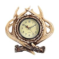 Canyixiu-home Mantel Desk Clock, Vintage Antlers Table Clock Resin Battery Operated Decorative for Living Room Office Bar (Color : Beige, Size : 18.3x6x18.2CM)