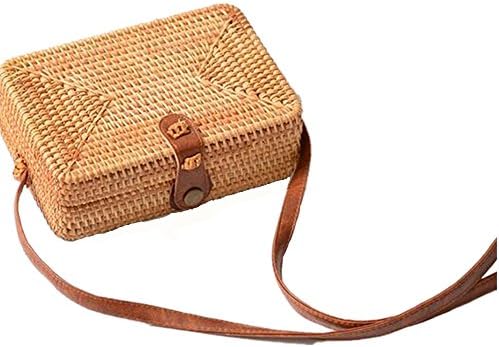 Straw Bags Summer Rattan Bag Handmade Woven Beach Girls Shoulder Bag Square Bohemia Handbag Bali