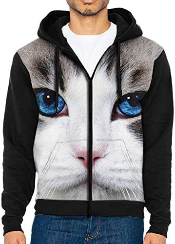 FNLIU Digital Print Sweater Serious Cat Sweater for Men