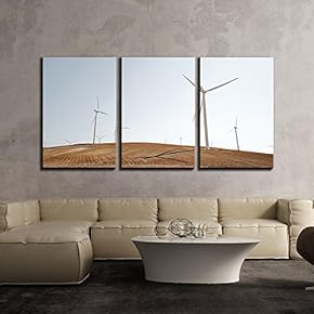White Windmills in The Field x3 Panels