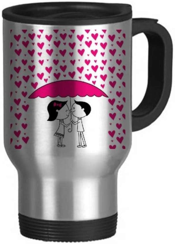 Valentine's Day Kissing Couple Travel Mug Flip Lid Stainless Steel Cup Car Tumbler Thermos Buy