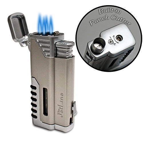 JetLine Gotham Chrome Quad Torch Red Flame Lighter by JetLine