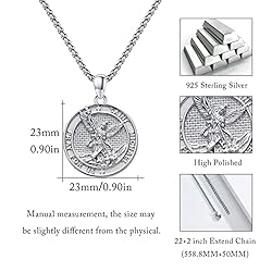 DOTBJ Saint Michael Necklace 925 Sterling Silver