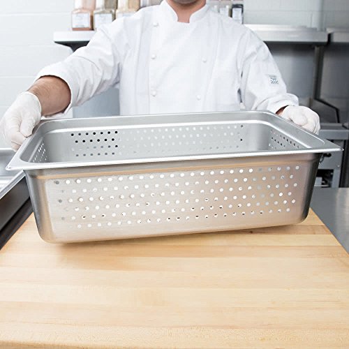 Stainless Steel Perforated Steam Table Pan, ATOSA A2006P Full Size 6" Deep Stainless Steel Steam Table Perforated Pan and Anti-Jam Hotel Pan Buffet Food Pans Food Pan