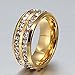 FuZhiBang NL10 Mens Womens 8MM Titanium Stainless Steel High Polished 18K Gold Plated Channel Set Cubic Zirconia CZ Promise Engagement Band Unisex Gold Wedding Ring Comfort Fit, Size 6-13 (8, Gold)