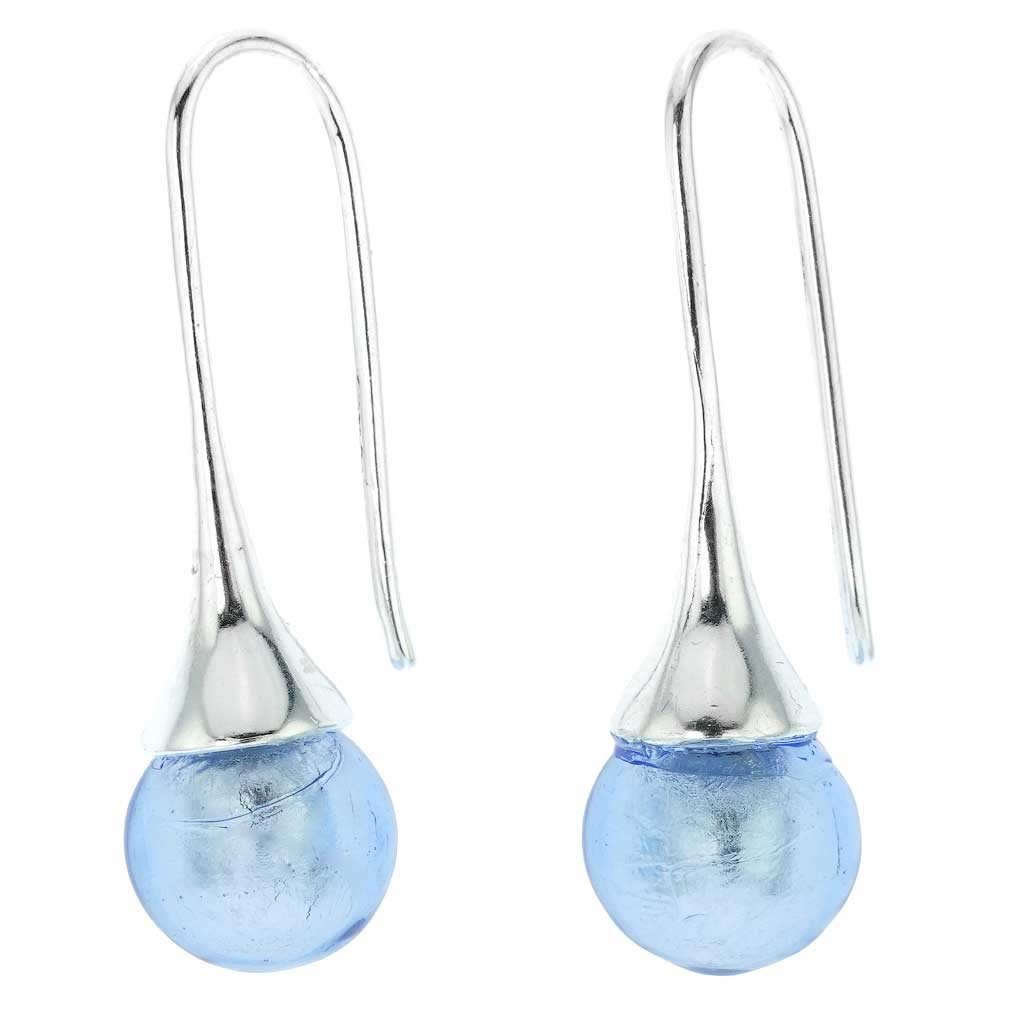 Glass Of Venice Murano Glass Drop Earrings - Blue Silver Ice