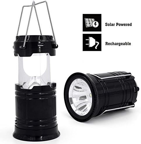 2Pack Super Bright Rechargeable Lantern,Solar Camping LED,Usb Charging, Battery Power,Solar Energy,Lightweight, Suitable for: Hiking, Camping, Emergencies, Hurricanes, Outages (black)