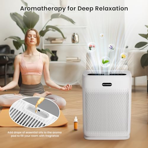 HEARBOBO Air Purifiers for Home Large Room up to 3000sq.ft with Washable Filters, PM2.5 Air Quality Sensors, H13 HEPA Double-Sided 8X, Air Cleaner for Bedroom, Dust, Pets, Smoke, Pollon