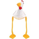 LOGOFUN Halloween White Chicken Hat Plush Animal Hat with Ears Moving Farm Chick Hat Photo Prop for Kids Boys Girls Funny Gift