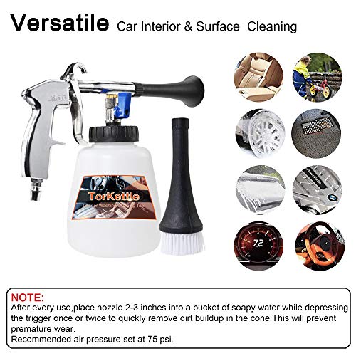 TorKettle Car Cleaning Gun High Pressure Interior Surface Washing Cleaner Tool,with Bottle, Brush,Air Sprayer Nozzle(Equipment US Edition)