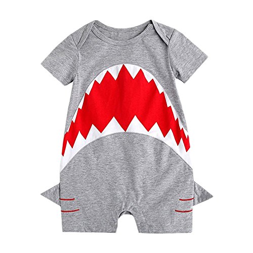 Kids Baby Boys Girls Cotton Short Sleeve Shark Costume Romper Bodysuit