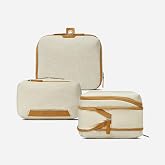 Nordace Travel Packing Organizers Set for Men and Women - 2x Packing Cubes &amp; 1x Wash Pouch - Durable &amp; Water Resistant (Beige-Brown)