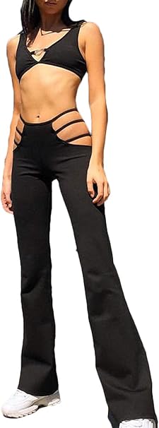 stretchy flared trousers