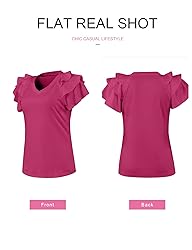 SHEWIN Womens Summer Tops 2025 Ruffle Short Sleeve