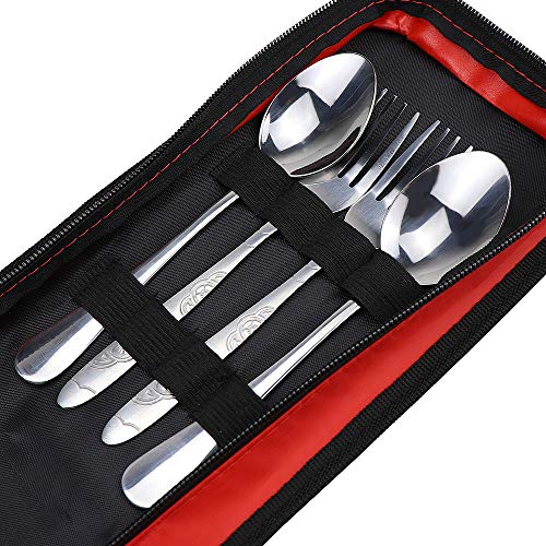 image for Hysagtek 6 Pcs Portable Stainless Steel Travel Camping Outdoor Utensil