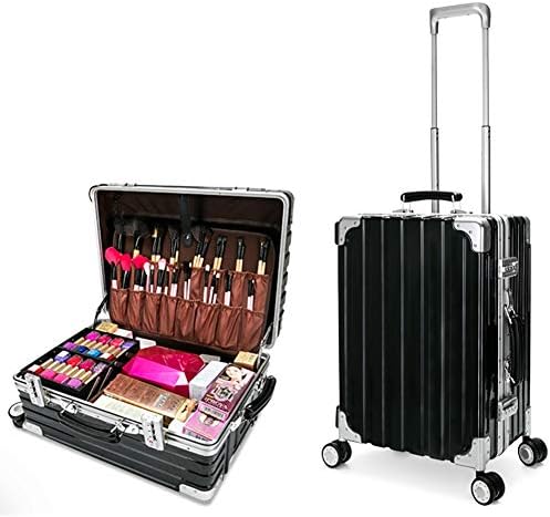 WWCASE Mutifunction Travel Makeup Train Case Professional Cosmetic Storage Organizer Portable Luggage with 4 ABS 360-degreed wheels