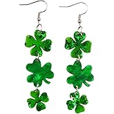 St Patrick's Day Earrings for Women Green Shamrock Clover Dangle Earrings Acrylic Irish Good Luck Holiday Jewelry St. Patrick's Day Jewelry Gift for Women