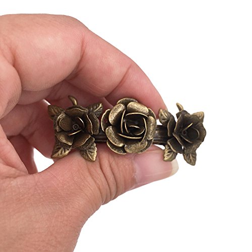 2PCS Retro Vintage Metal French Barrette Clip Hair Clasp Roses Bronze Accessories
