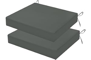 HOMELYSIAN Outdoor Chair Cushions Set of 2, 18.5 x 16 Inch Patio Chair Cushions, Water Resistant, Non-Slip Ties (Dark Gray)