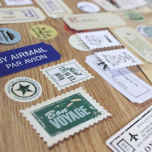 Sunny W Vintage Stamps Decorative Stickers Sealing Stickers, 2 Set/Total of 44 Pieces