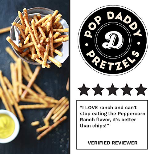 Pop Daddy Variety, 7.5oz Bold Flavored Pretzel Sticks 6 Pack Garlic Parmesan (2), Peppercorn