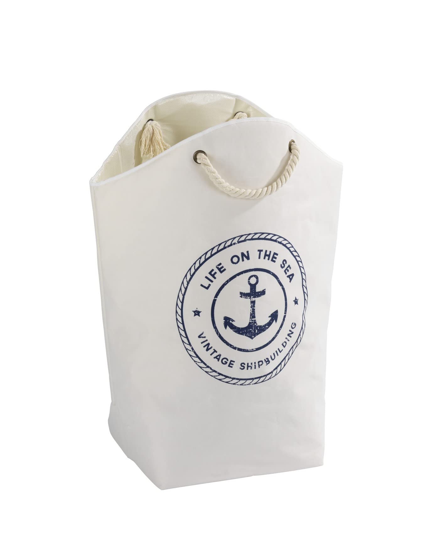 WENKO Sylt Laundry Bin/Shopper, Beige, 25 x 53 x 60 cm