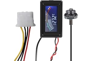 ASHATA PC Water Cooling Thermometer, LCD Display Digital Temperature Meter, Pointer Display, G1/4 Thread Water Cooling Equipm