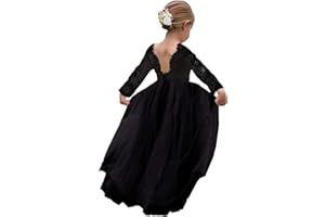 TOPMAKER Girl Toddler Full-Length Straight Tulle Tutu Lace Back Party Flower Girl Dress