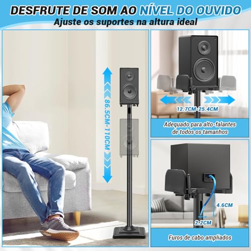 Pedestal Caixa de Som, Pedestal para Caixas Acústicas, Kit Pedestal Caixa Som, Suporte Caixa de Som, Kit 2 Pedestal Caixa Som