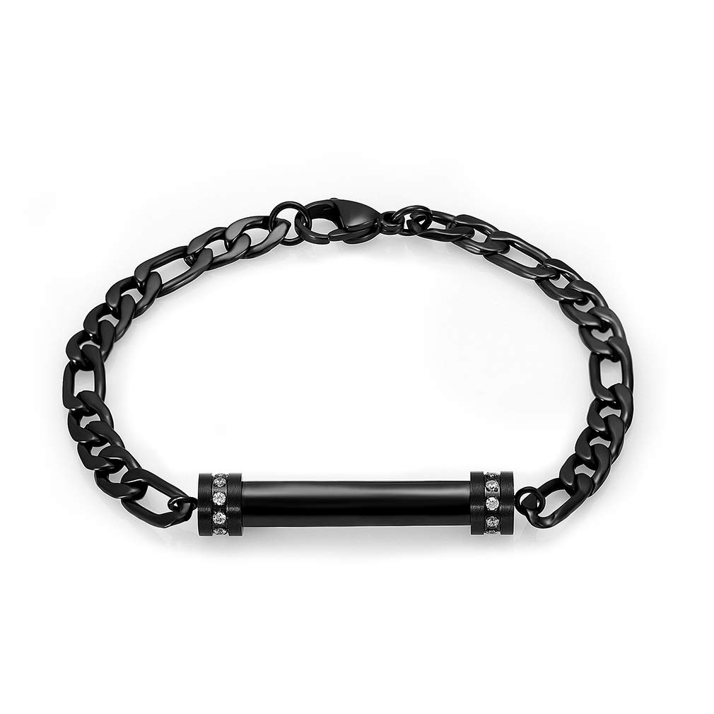 Cylinder Cremation Bracelet for Ashes Urn Jewelry Stainless Steel Memorial Keepsake Urn Bracelet Bangle Ashes Holder (Black) — image 1