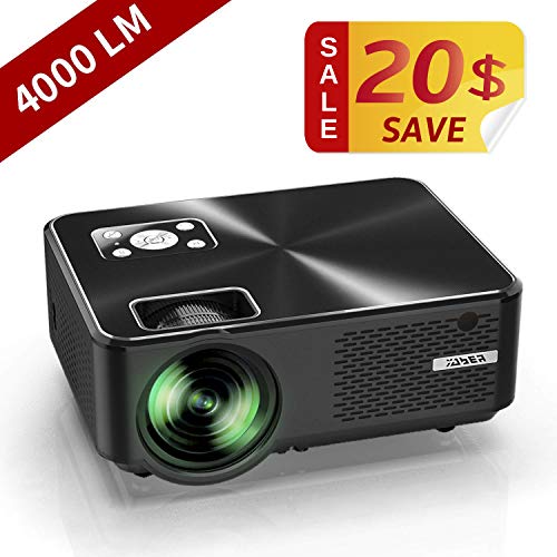 Mini Projector, YABER Portable Projector with 4000 Lumen Full HD 1080P 200″ Display Supported, LCD LED Home & Outdoor Projector Compatible Fire TV Stick, Smartphone, HDMI,VGA,AV and USB