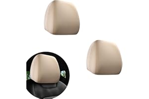 YYTQP Car Seat Headrest Cover, 2 PCS Stretch Breathable Car Head Rest Protector, Universal Soft Head Rest Dust Cover, Reusable Flexible Headrest Protector for Most Cars, Vans, Trucks (Beige)