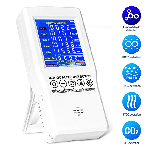 Air Quality Monitor Sherry Indoor Air Quality Monitor for CO2 Formaldehyde(HCHO) TVOC PM2.5/PM10 -Accurate Air Quality Monitor Indoor Radar Detectors