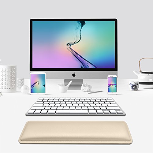 Keyboard Wrist Rest Support Set for Office,Home,Computer,Laptop,Ipad & Mac - Ergonomic Comfortable Pads for Easy Typing & Pain Relief Applicable to 87 Keys(Black,White,Silver,Gold) (Gold)