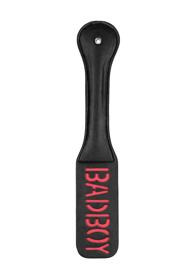 Ouch! by Shots - Polyvinyl BDSM Paddle with 'Badboy' Imprint - Black OU424BLK