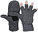 Yeeasy Men's Winter Gloves Warm Wool Knitted Convertible Fingerless Mittens Unisex (Dark Gray)