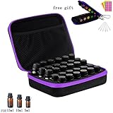 30 Bottles EVA Essential Oil Carrying Case, Hard Shell Exterior Foam Insert Essential Oil Storage Box, Perfect for doTerra, Young Living Oil with Carrying Handle,Key Chain Kit,Bottles,Labels,Purple