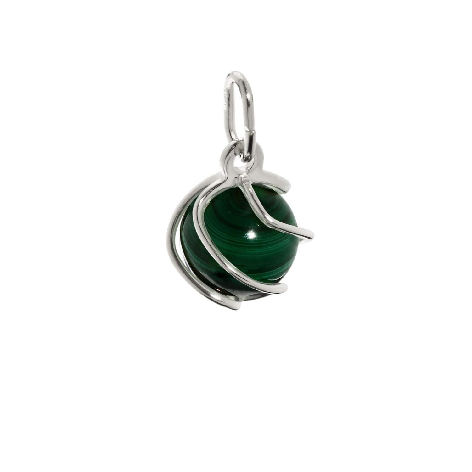 NKlaus sphere necklace pendant 925 sterling silver genuine malachite green 7mm ladies7867