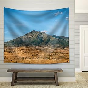 Landscape with Mountain in African Savannah - Fabric Wall Tapestry Home Decor - 51x60 inches