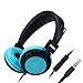 Kids Headphones with Microphone On-Ear Headset Made for iPhone, iPod, iPad, Samsung, HTC, LG and More (NT-H2 Teal)