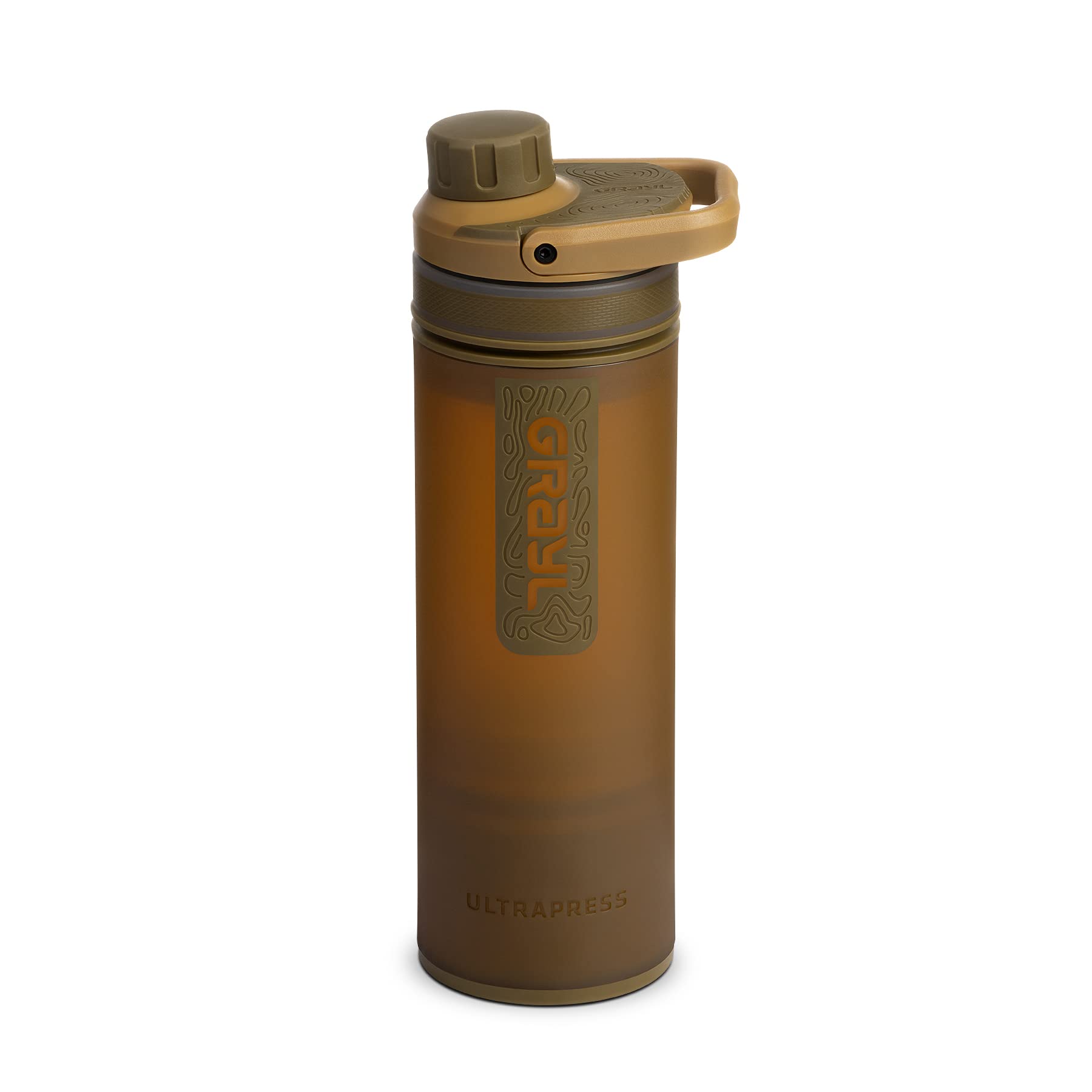 GRAYL UltraPress 500ml Water Purifier & Filter Bottle for Hiking, Backpacking, and Travel (Coyote Brown)