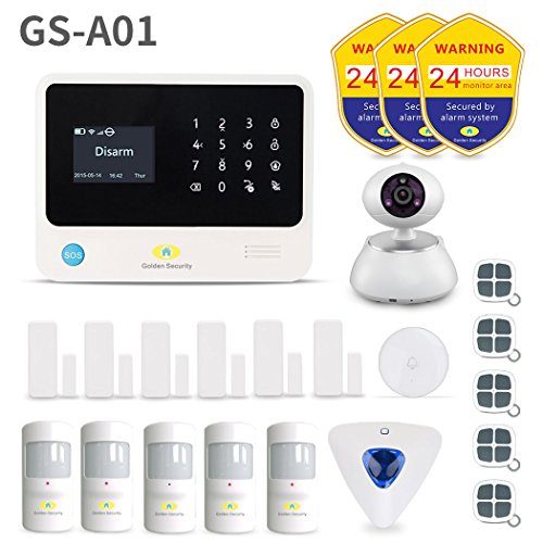 Golden Security GS-A01 Wifi Home & Besiness Security Wireless Sensor Alarm System ,App Controlled by Android & iOS Smartphone ,Compatible with Amazon Alexa.