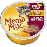 Meow Mix Savory Morsels with Real Beef in Gravy Wet Cat Food, 2.75-Ounce Cups, 24-Pack