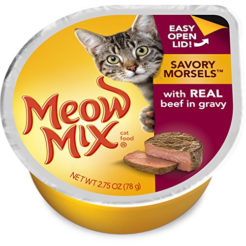 Meow Mix Savory Morsels with Real Beef in Gravy Wet Cat Food, 2.75-Ounce Cups, 24-Pack